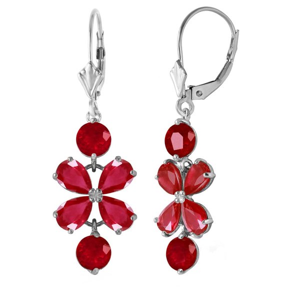 14K. GOLD CHANDELIER EARRING WITH NATURAL RUBIES